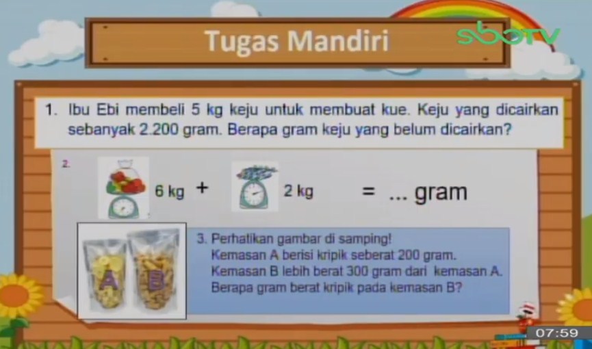 Soal dan Jawaban SBO TV 17 September SD Kelas 3